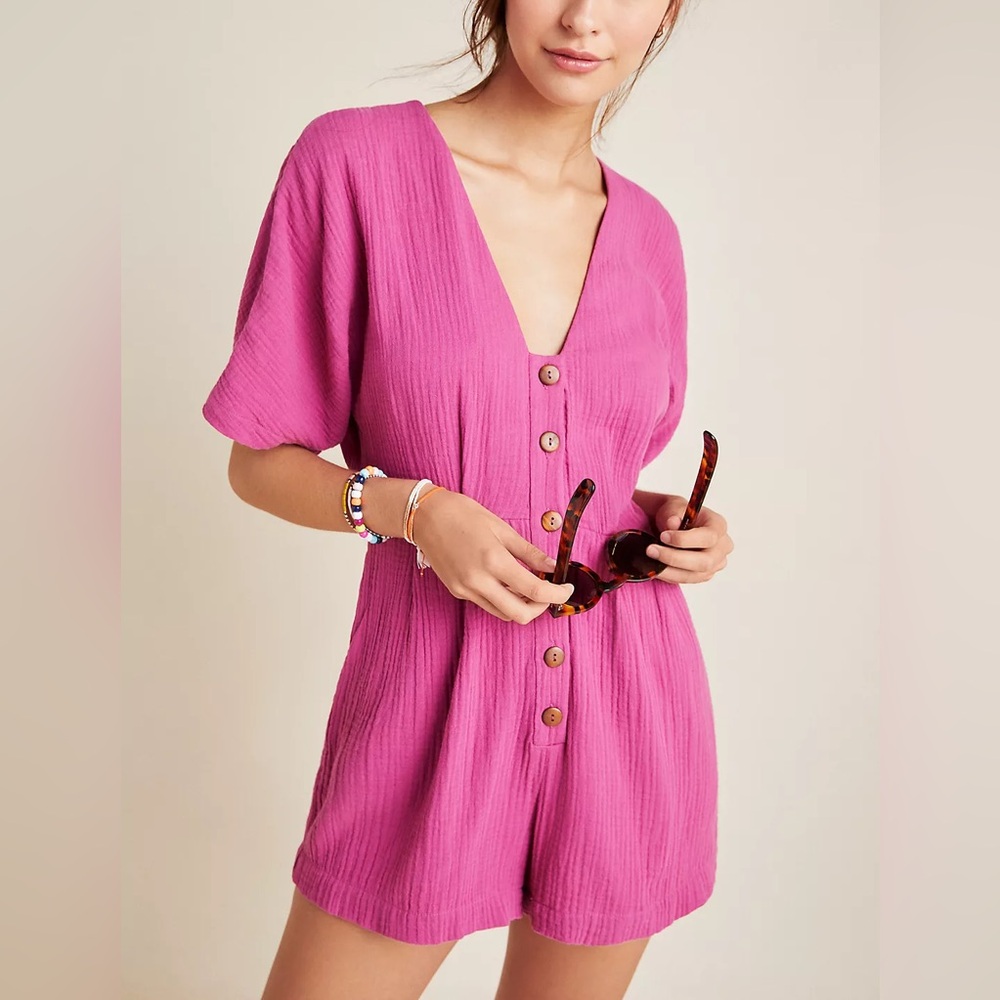 Seafolly Pink Button-Down Romper